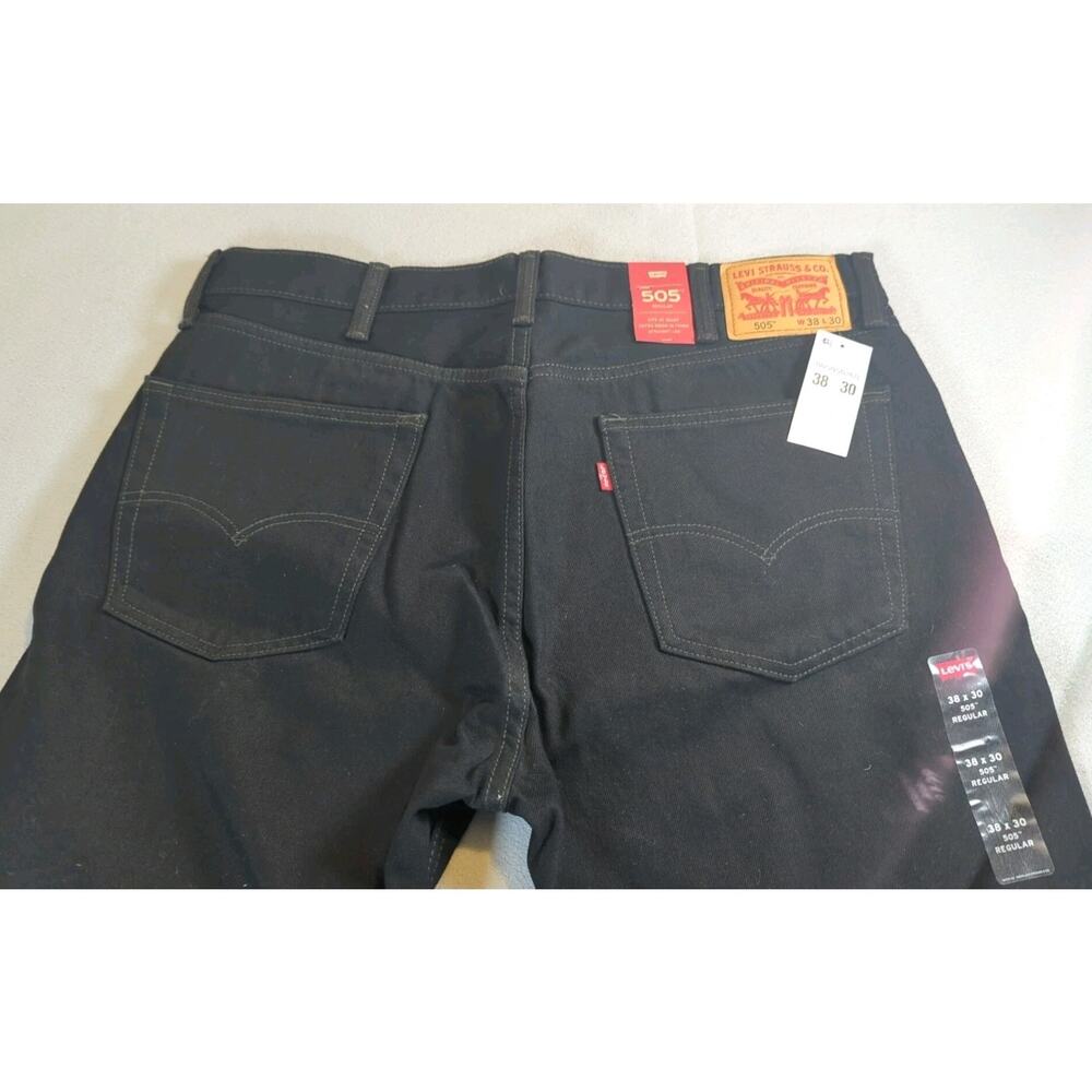 Levi's 505 Men's Regular Fit Straight Leg Jean, 38Wx30L - Black New - Picture 7 of 9